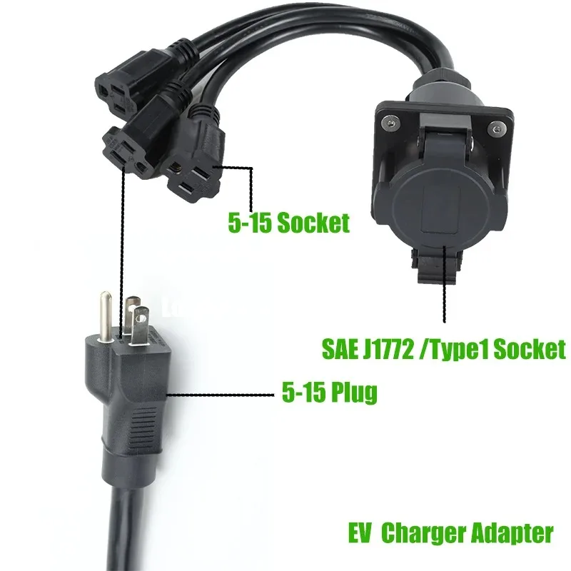 Erobot SAE J1772 Type1 Inlet To NEMA 5-15R EV Charger Adapter With 0.2M Cable For E-Bike/ESK8/e-Scooter/One Wheel In USA