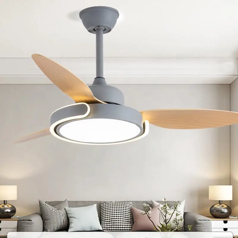 Modern Simple Fan Light 42 52 Inch Frequency Conversion Nordic Ceiling Fan Light Restaurant Creative Ceiling Low Floor Fan Light