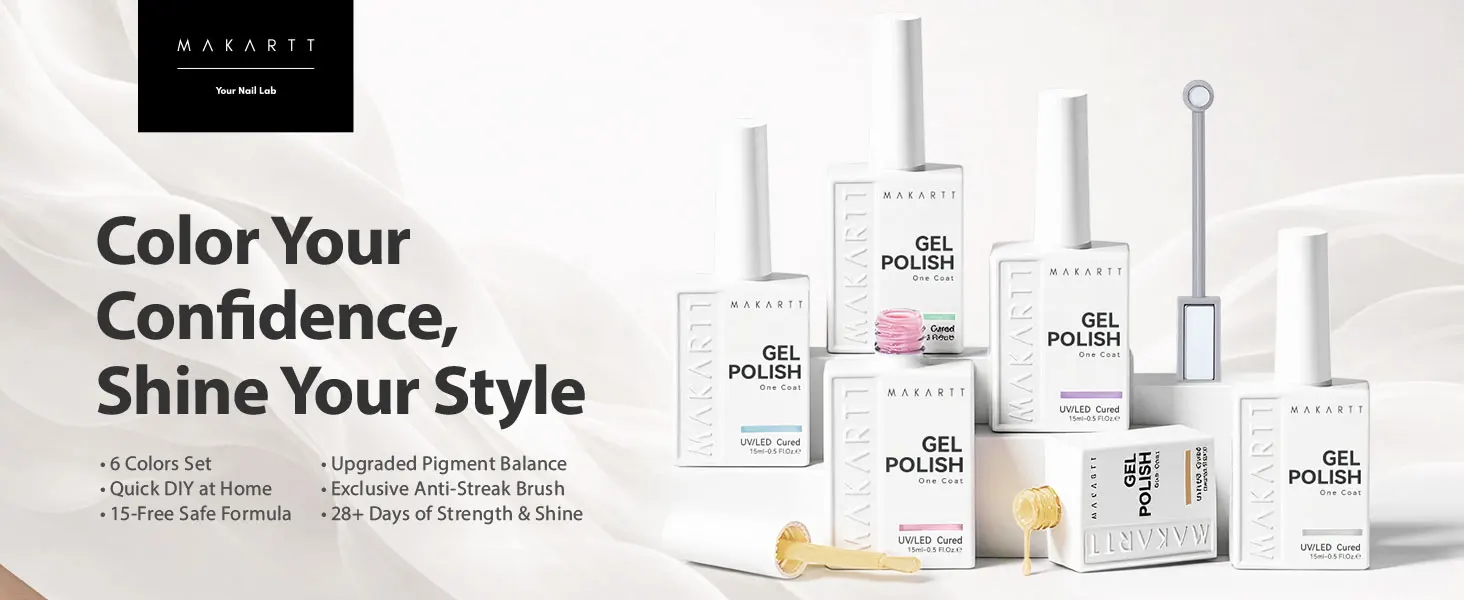 Makartt Pastel Gel Nagellack-Set, 6 Farben, 15 g, One N'Done, Rosa, Blau, Lila, Gelb, Grün, UV-Nagelkunst, Manikürezubehör – Detail 1