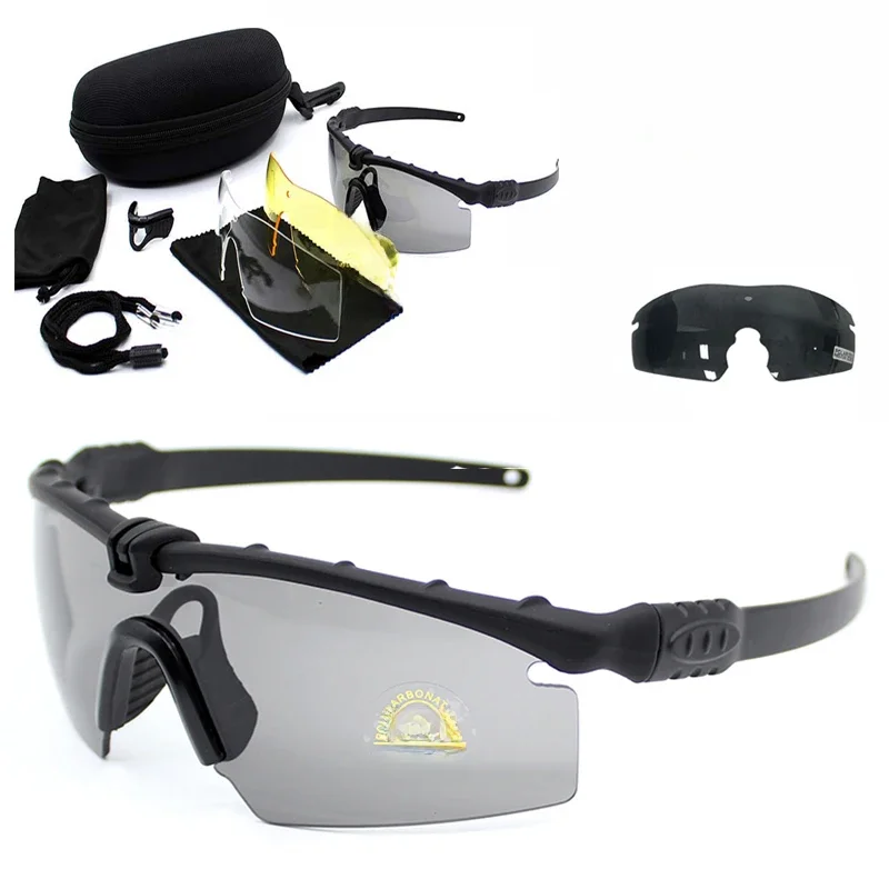 Okulary taktyczne outdoorowe z ochroną UV400, okulary ochronne do strzelania z pistoletu powietrznego, okulary polaryzacyjne sportowe do polowania. — 2