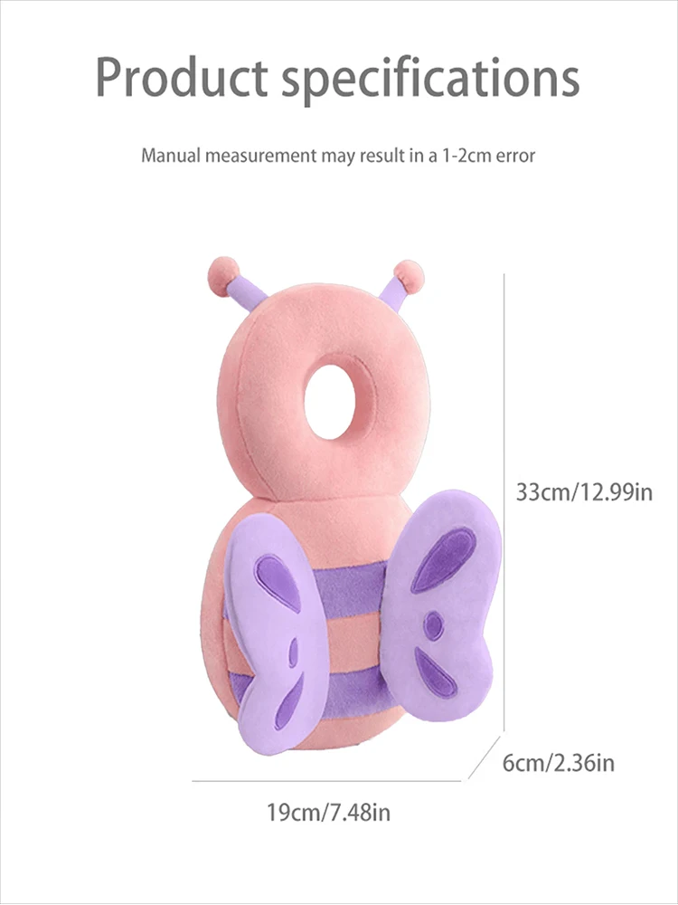 Cojín de protección para la cabeza de bebé pequeño, almohadilla protectora para la cabeza de bebé, cojín de seguridad, almohada para la cabeza de mariposa, 6 meses a 3 años