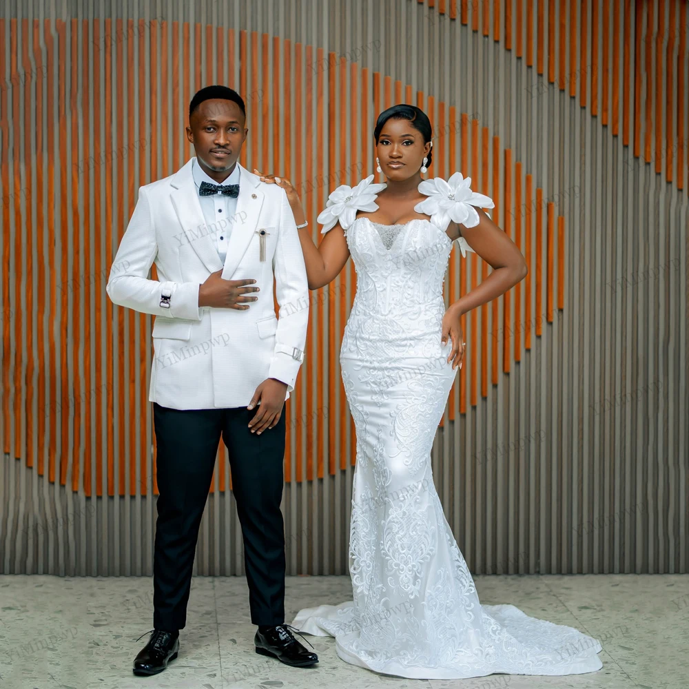 

Customized Spaghetti Straps Mermaid Applique Lace Wedding Dresses African Crystals Corset Back Bride Gowns Robe De Soirée 2026