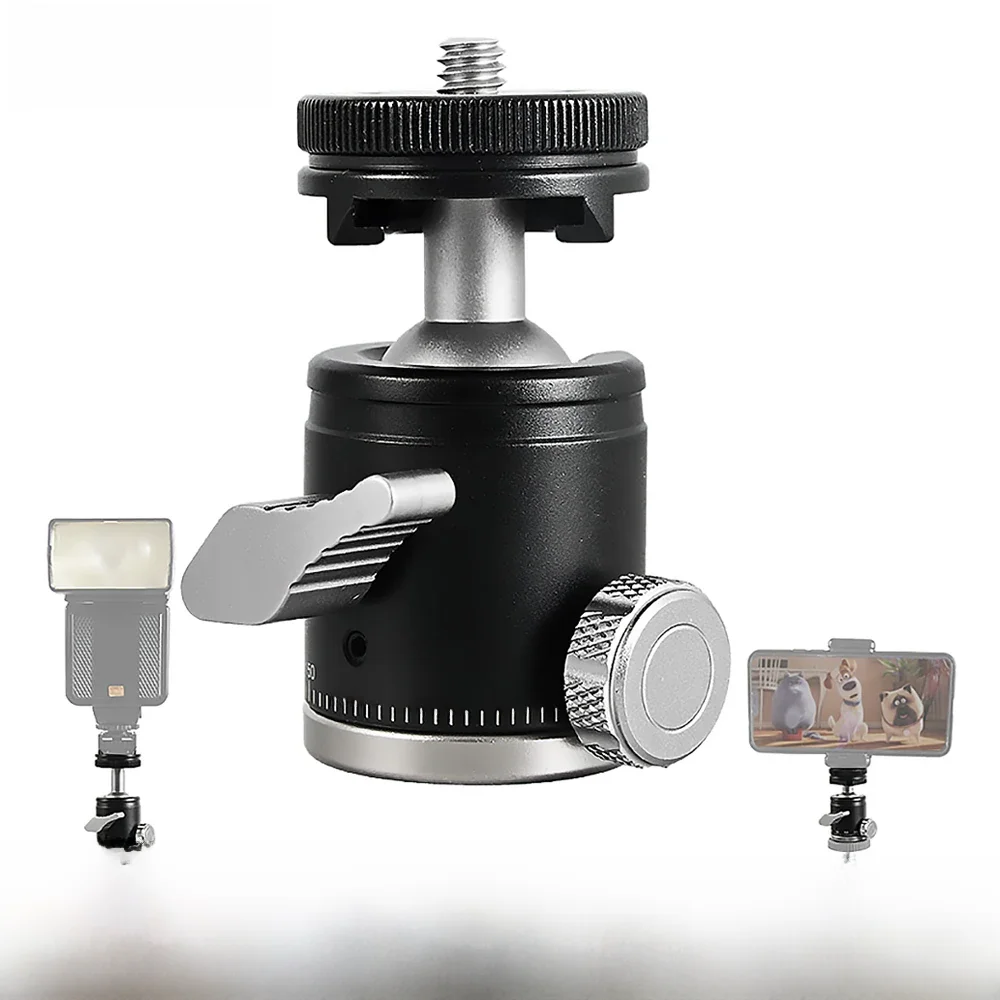 BEXIN K19 Mini głowica kulowa do zimnych butów Podwójne zastosowanie Śruba 1/4 do zimnych butów Stop aluminium do aparatu Telefon Speedlite Statyw Selfie Stick — zdjęcie produktu 7