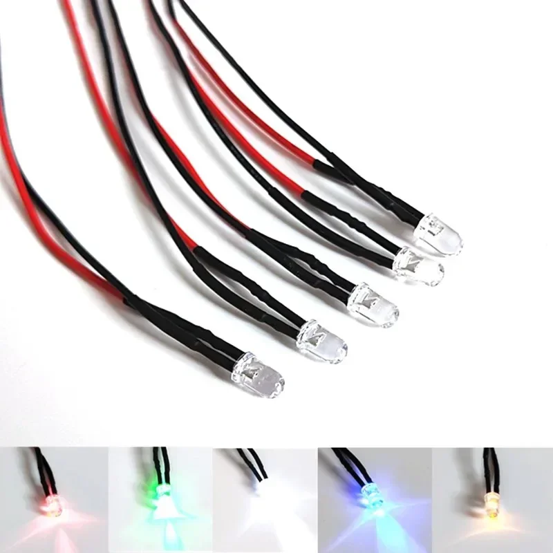 10 pièces 5mm lampe à LED Diode électroluminescente 20cm longueur de fil lumière LED pour bricolage décoration de la maison DC 3V 5V 9V 12V 24V 36V 48V 110V 220V