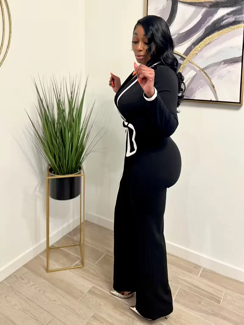 

Женский комбинезон, новый осенне-зимний стиль, простая цветовая схема, повседневный комбинезон с длинными рукавами.