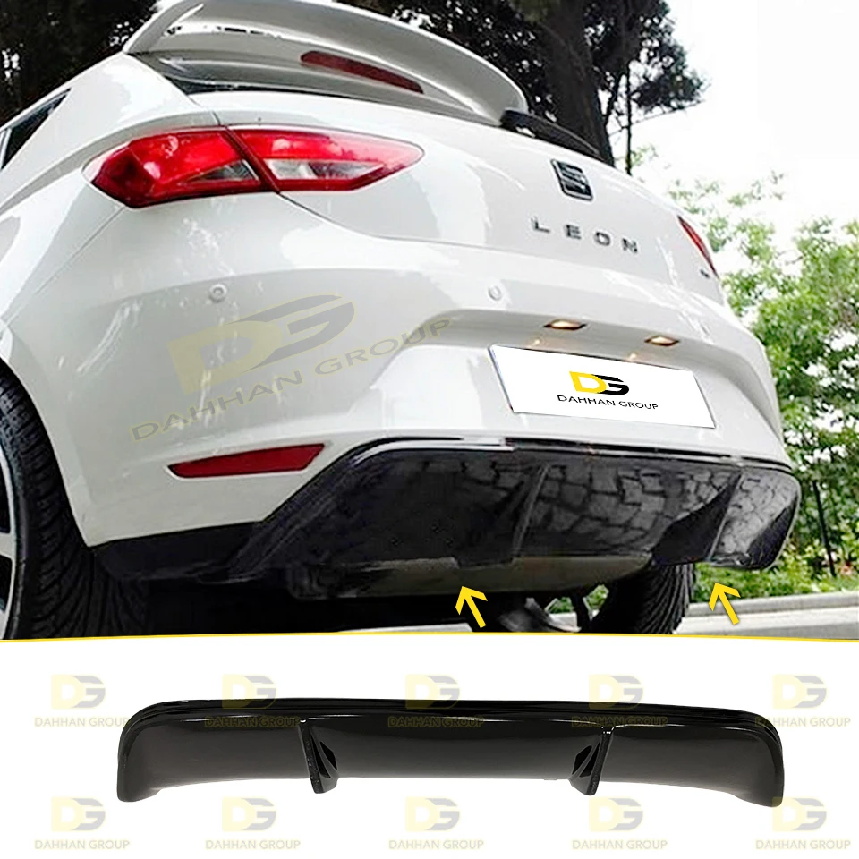 Seat Leon 2012 - 2016 MK3 tylny dyfuzor Spoiler skrzydło bez wyjść czarny błyszczący powierzchnia wysokiej jakości plastik Leon Cupra FR Kit