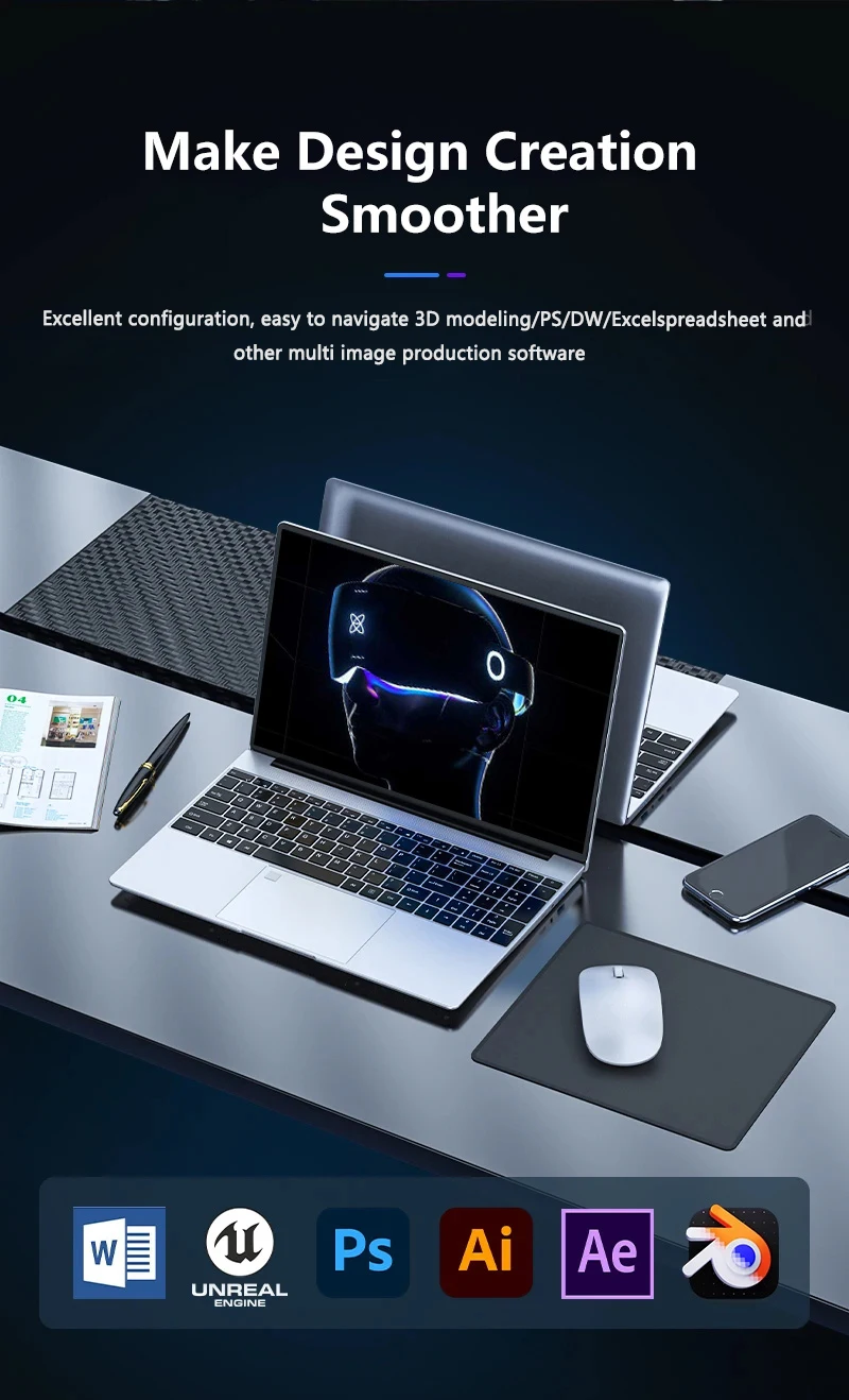 NAIWO Portable Notebook Windows 11 Pro 15.6 Inch Laptop Computer HD Screen Intel Core I9-9900 32GB RAM 512GB 1TB 2TB SSD Laptops PC