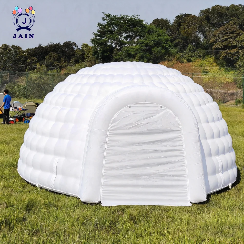 Inflatable Igloo Tent White Portable Air Dome Tent With Air Blower Zipper Door Waterproof Outdoor Party Event Camping Shelter