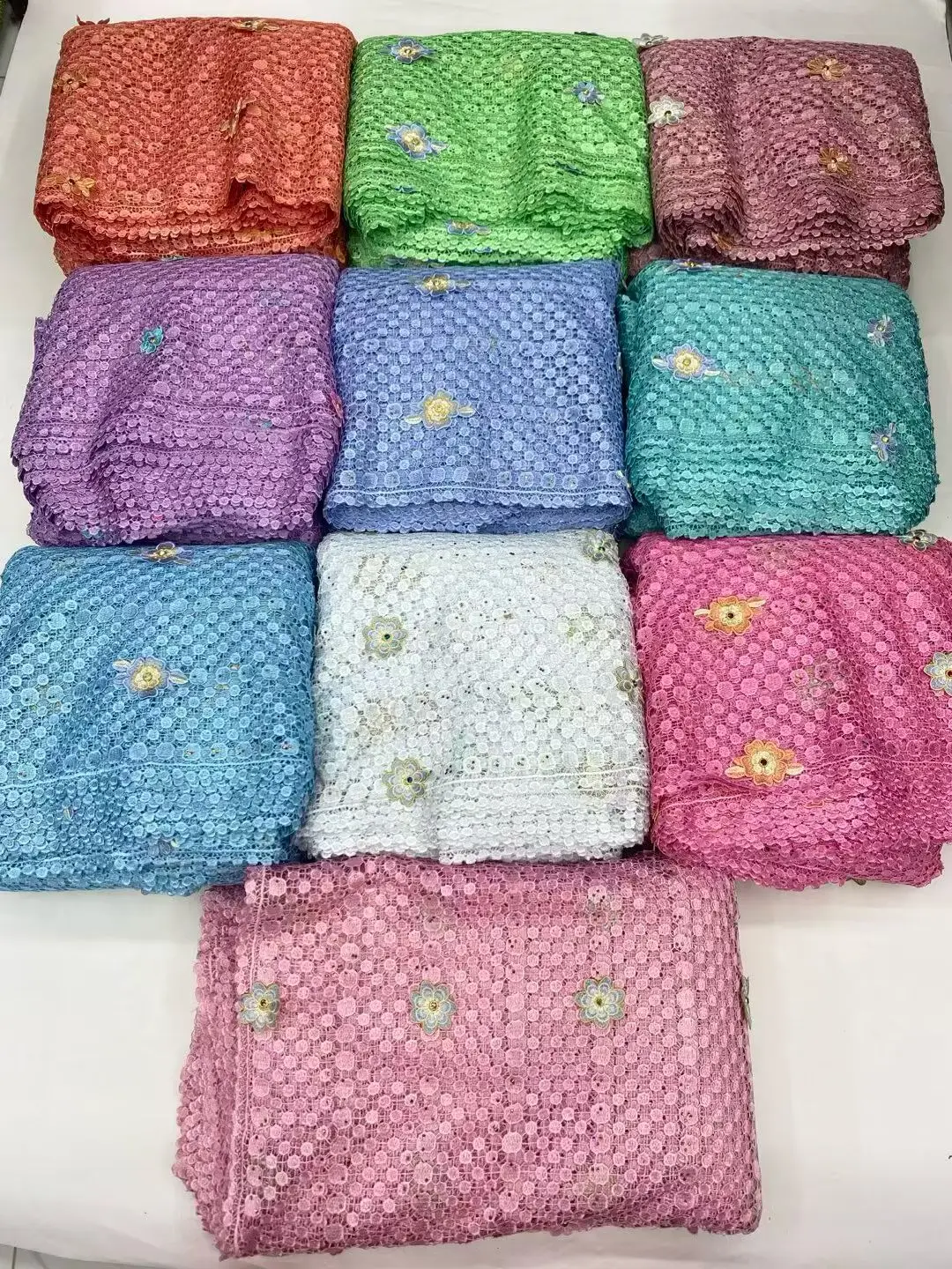 5 Yards High-Quality French African Soluble Stones Embroidery Lace Fabric for Women\'s Wedding Dress Sewing