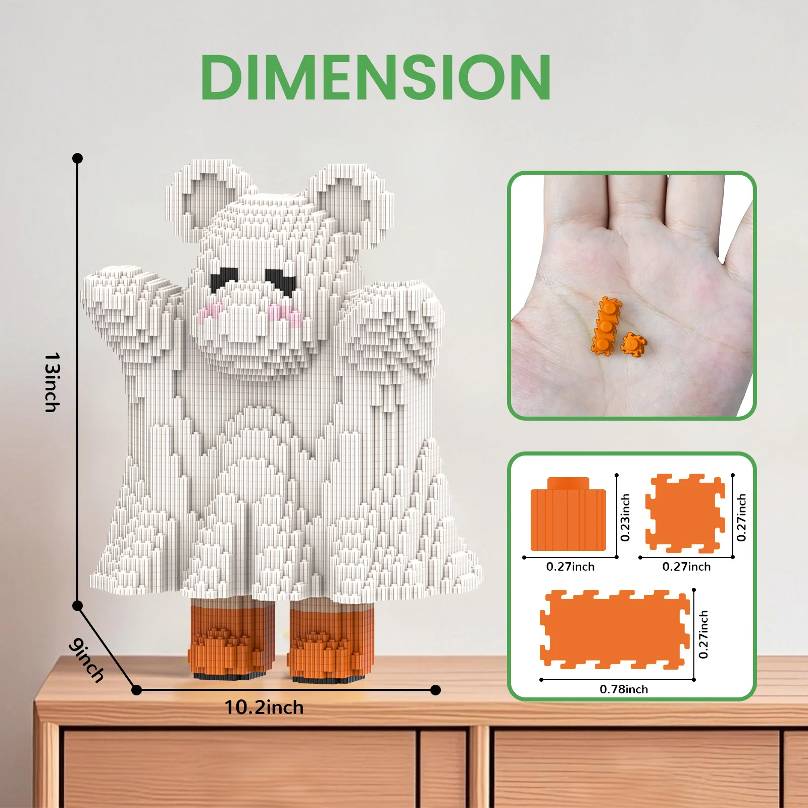 かわいいゴーストベア 積み木セット 4500ピース ABS DIY ブロック ベア おもちゃ ハロウィンギフト おしゃれな部屋飾り 男の子 女の子 コレクター向け