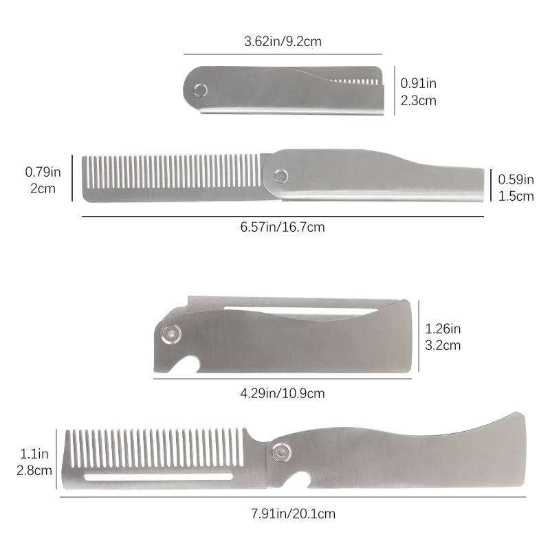Men Retro Oil Head Comb Portable Folding Stainless Steel 201 Comb Hairdressing Styling Round Teeth Comb Texture Modeling Steel C image 6
