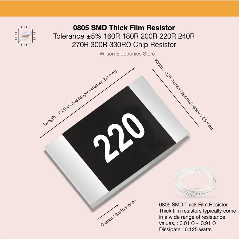 

100 шт./лот 0805 SMD чип фиксированный резистор с допуском ± 5% 160R 180R 200R 220R 240R 270R 300R 330RОм пленочный резистор
