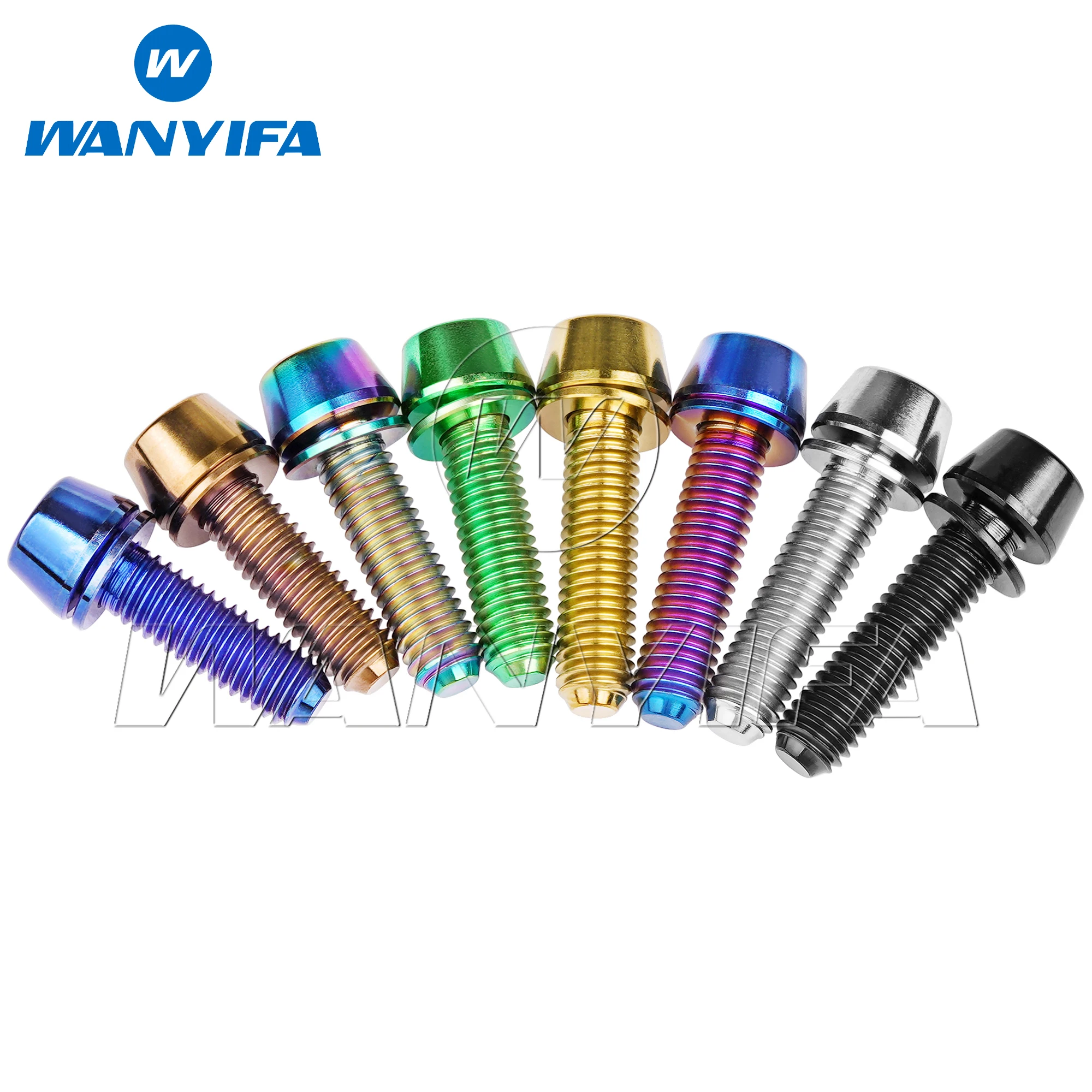 Wanyifa Titanium Bolt M5x16 18 20mm Taper Hex Head Screw with Non-sehdding Washer for Bike Bicycle MTB Stem Part Ti Fasteners