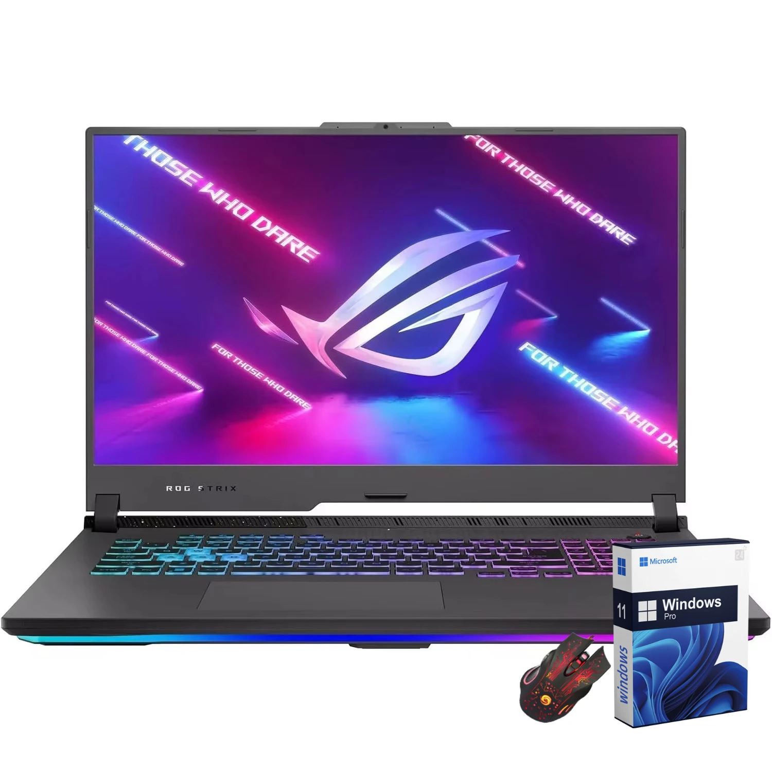 كمبيوتر محمول للألعاب Asus-ROG Strix G17 مع ماوس للألعاب ، AMD Ryzen 9 7845HX ، NVIDIA RTX ، 64GB RAM ، 4-SSD ، Windows 11 Pro ،