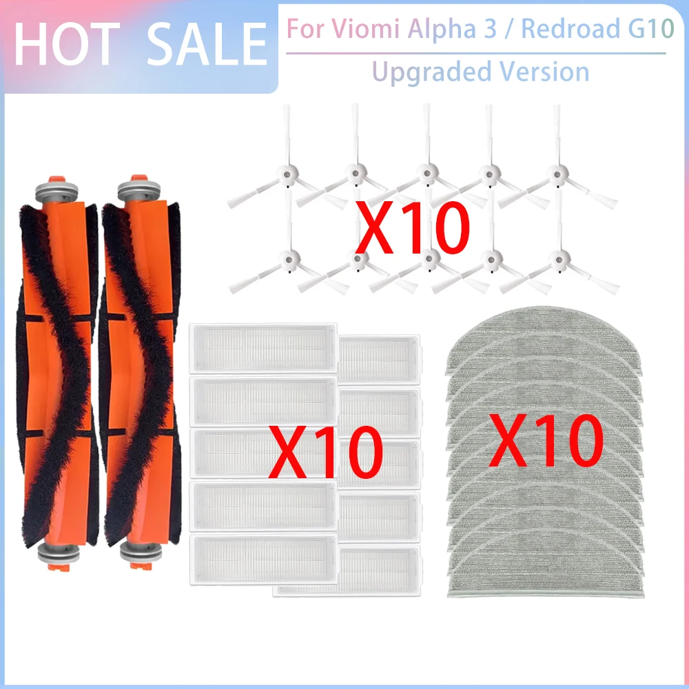 Compatible For Viomi Alpha 3 VXVC25, Redroad G10 Robot Vacuums Spare Parts Main Side Brush Hepa Filter Mop Cloth Rag Accessories