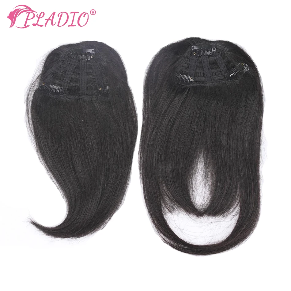 Straight Human Hair Bangs Clip in Hair Extensions 100% Remy Hair Clip On Bangs Fringe 3 Clips Hair Pieces for Women 7 Colors 20G