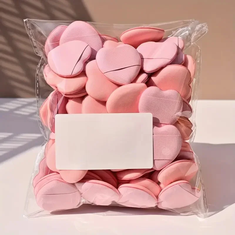 20 pièces en forme de coeur doigt poudre bouffée Latex-Free outil de maquillage doigt coussin d'air éponge poudre bouffée ensemble, bouffée de maquillage,