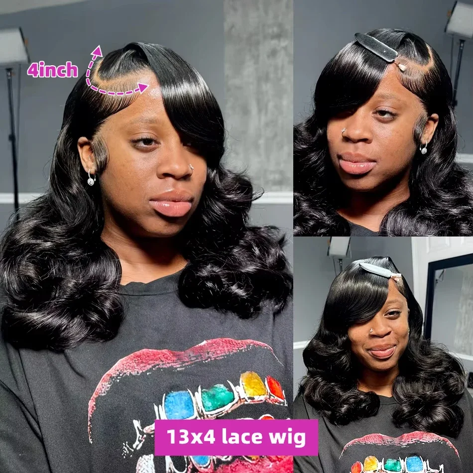 200 Density Body Wave Short Bob Wigs 13x4 Lace Front Human  display picture 1