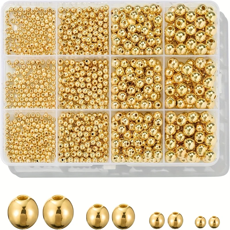 Gold and Silver Spacer Beads, Bracelet and Necklace Cord DIY Handmade Gold and Silver Spacer Beads, Loose Beads, Small Hole Round Beads, Jewelry Accessories