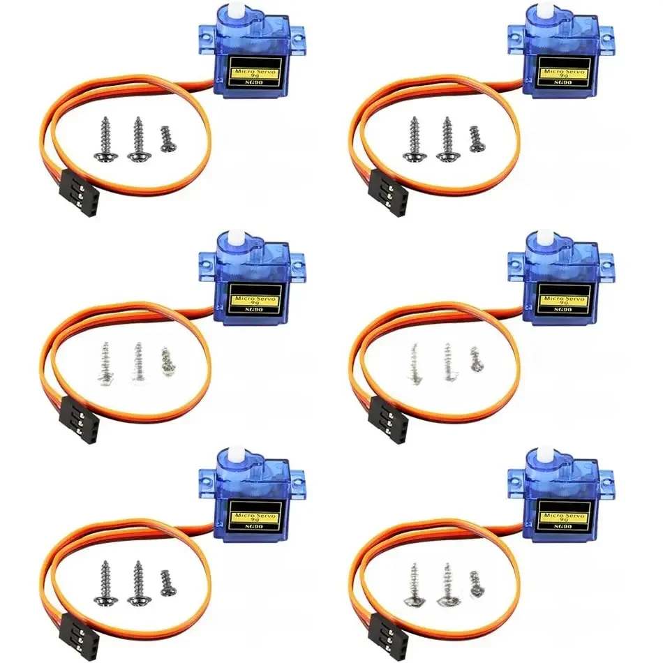 Micro servomoteur Sg90 9g, kit mini servomoteur, engrenage en plastique, résistant à 180, pour voiture RC, avion, Ardu37, 6 pièces