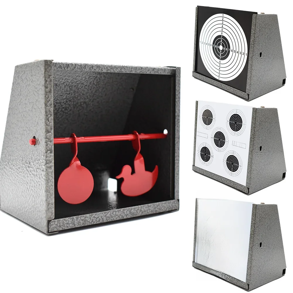 Cibles de tir en papier BB Trap et silhouettes métalliques réinitialisables pour pistolets à billes
