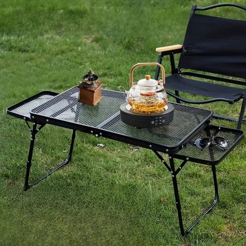 Table de Camping pliable en maille de fer, Table de pique-nique Portable d'extérieur, légère et Durable pour barbecue, accessoires de voyage pour fête sur la plage