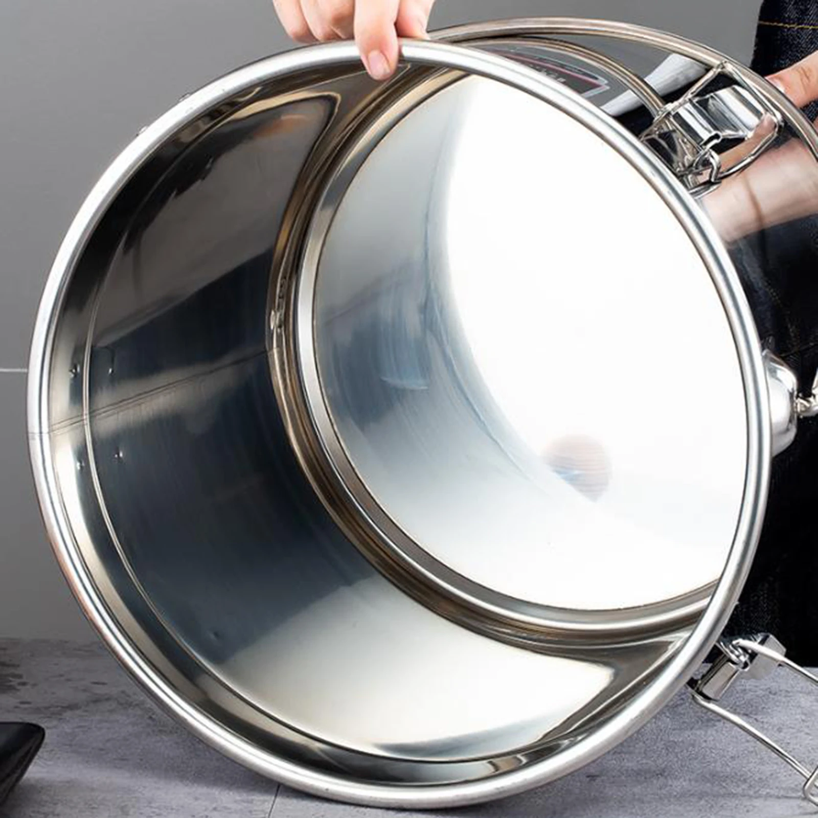 Stainless Steel Multipurpose Stock Pot Bucket With Lid Portable Stainless Steel Bucket Large Capacity Rice Bucket Sealed