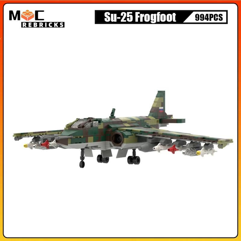 World War II Military Soviet SU-25 Frogfoot Attack Fighter MOC Building Blocks WW II Aircraft Model Bricks Toys for Children