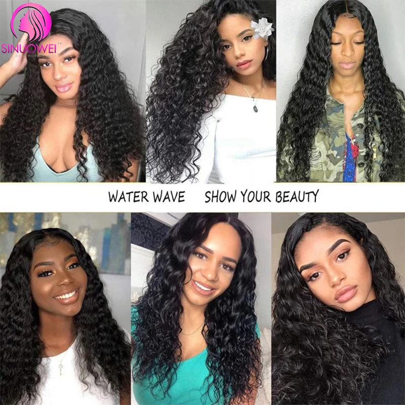 Water Wave Bundles With Lace Frontal Human Hair Weave Bundles With 4x4 Lace Closure Virgin Brazilian Curly Bundles Human Hair