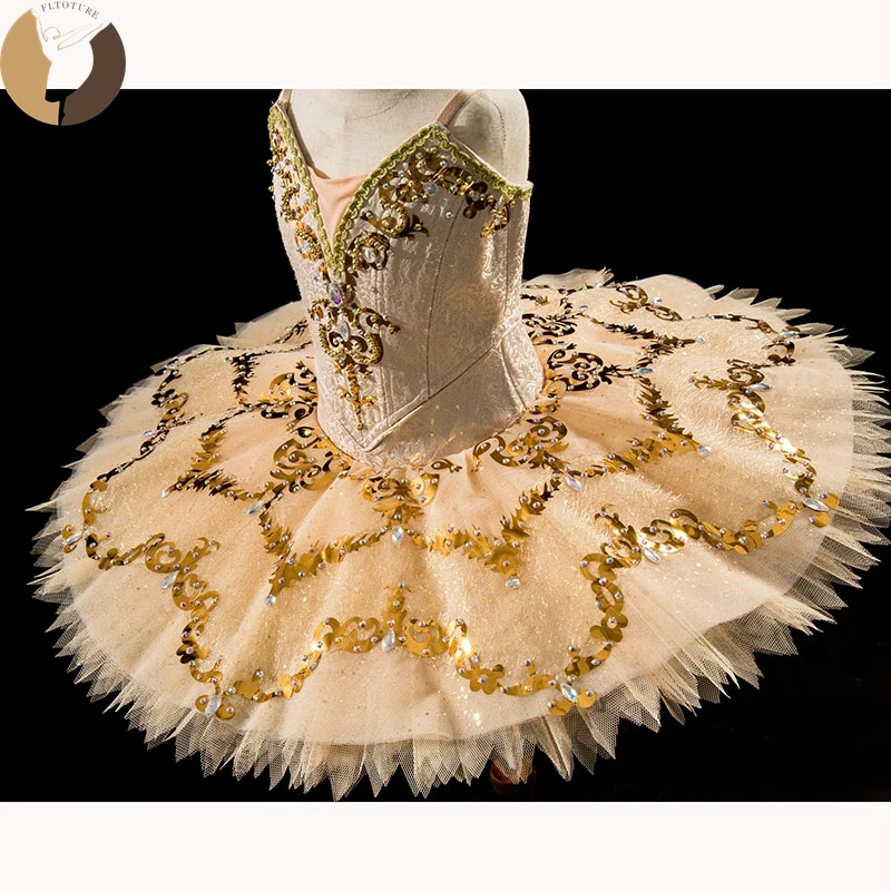 FLTOTURE Women Professional Stage Costume Coppelia Pancake Skirt Ballet Nutcracker Sugar Plum Fairy Tutu Dress