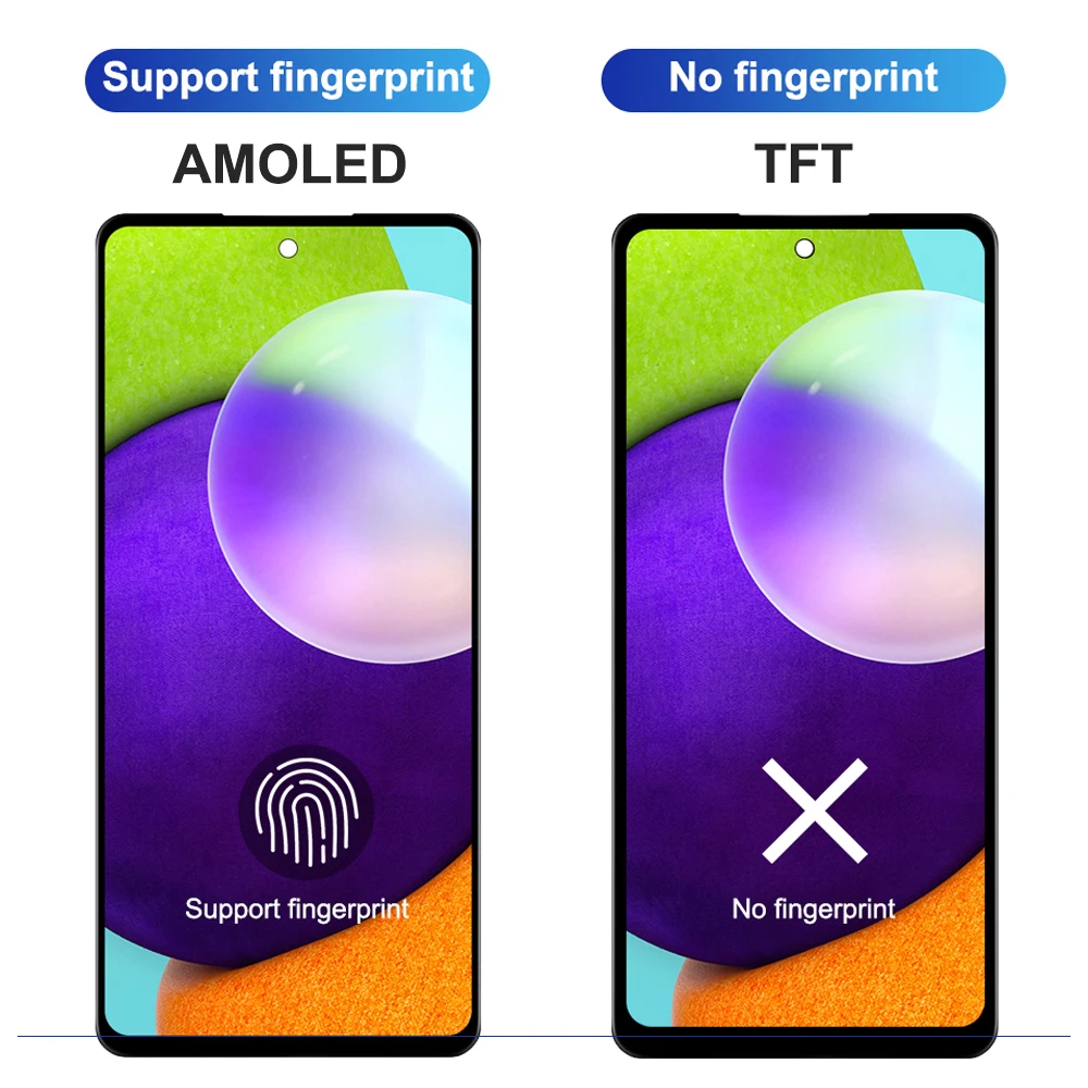 AMOLED A52 Screen for Samsung Galaxy A52 A525F 525F/DS Lcd Display Touch Screen with Frame Digitizer Assembly for Samsung A52 4G