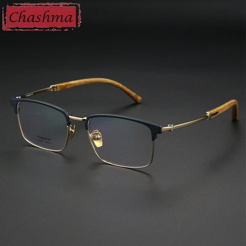 

Chashma Prescription Glasses Gentleman Pure Titanium Rose Wood Ultra Light Eyeglasses Frames for Recipe Eyewear Lenses Spectacle