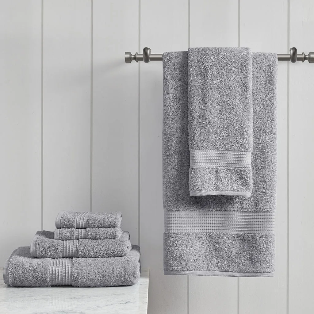 

6 Piece Organic Cotton Towel Set (Grey + Cotton)