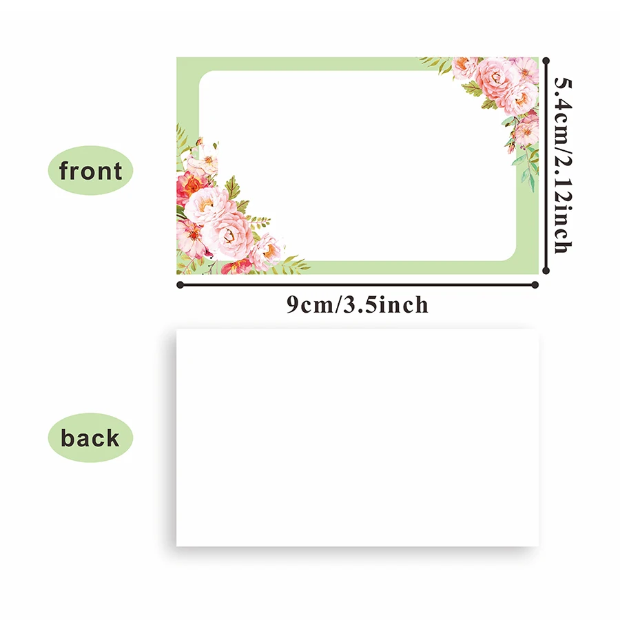 100 Pcs Green Floral Blank Gift Cards – Pocket Size Writeable Greeting Notes for Events, Messages, Boxes & Invitations