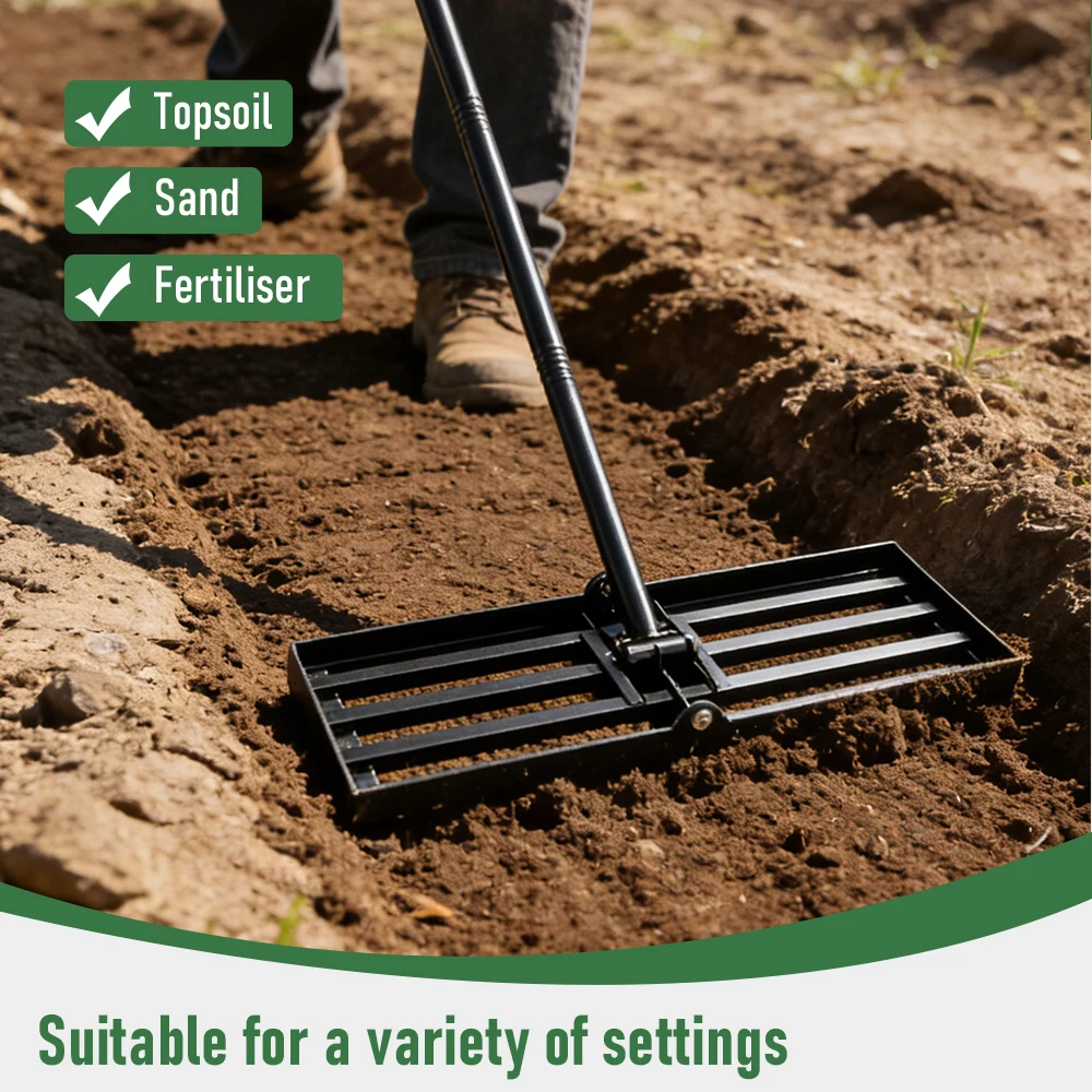 Lawn Leveling Rake Garden Farm Vegetable Plot Leveling Tool Push and Pull Floor Leveler Soil Fertilizer Tool Sand Grass Rake