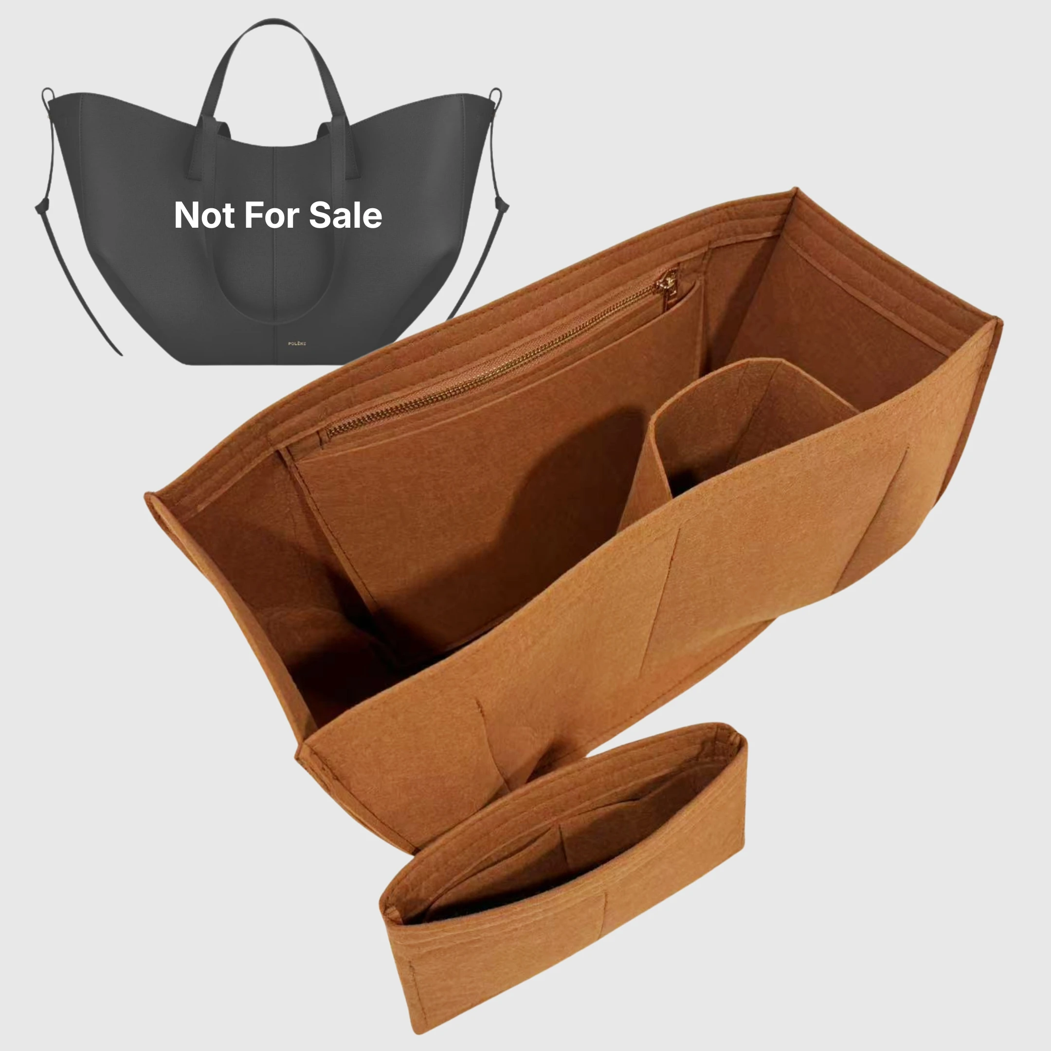Organizer Insert for Cyme Tote (Large/Mini) – Felt Purse Liner with Zip Pocket & Bottle Holder, Shape Keeper