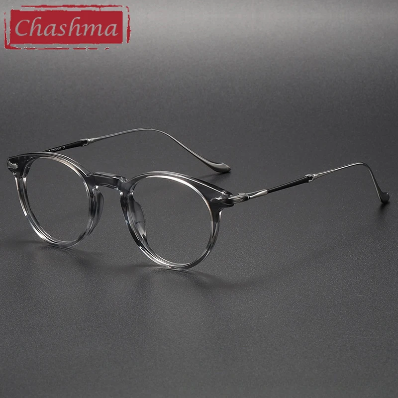 

Chashma Prescription Glasses Women Round Optical Fashion Eyewear Acetate Titanium Spectacles For Recipe Myopia Eyeglasses Frames
