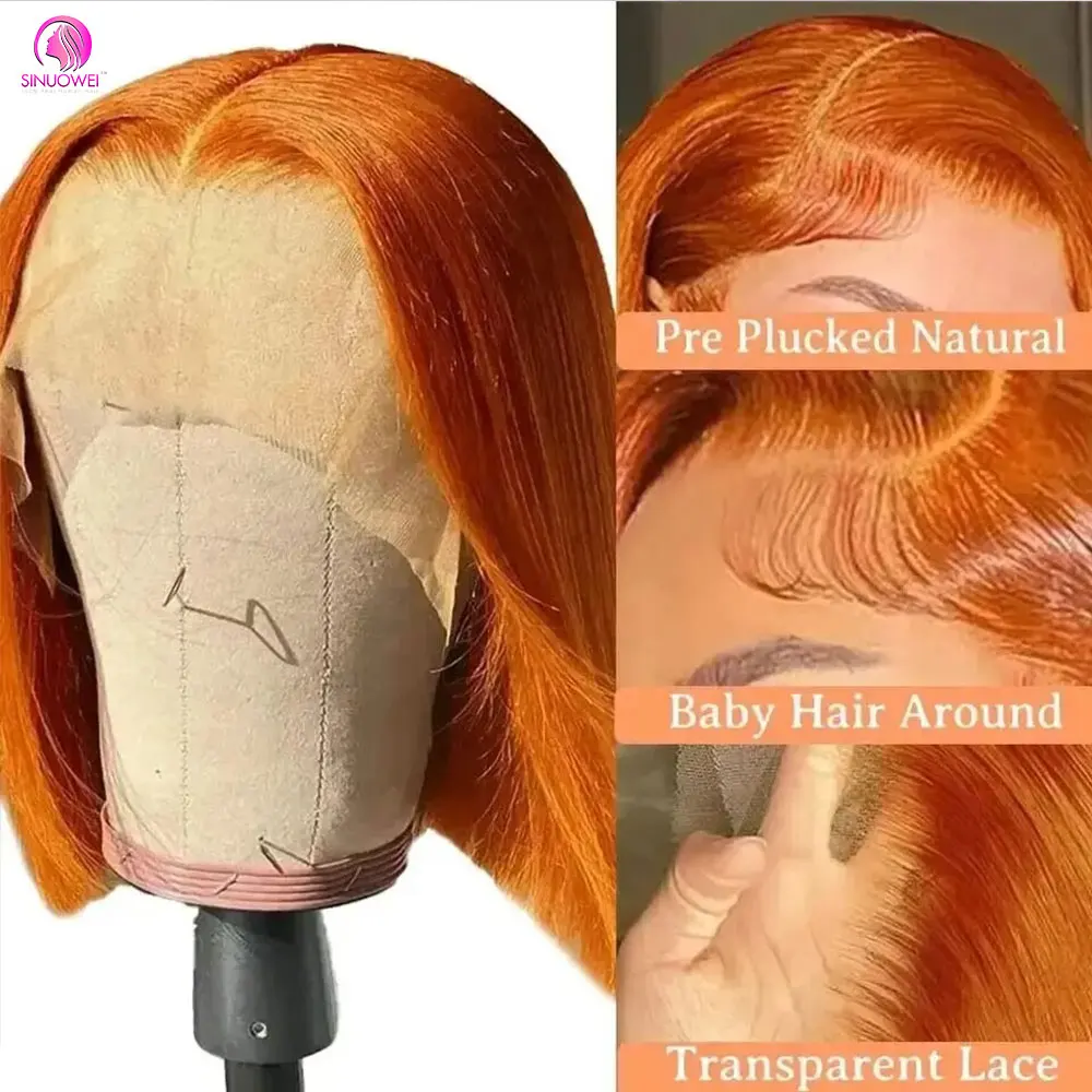 Ingwer kurze Bob Spitze Front Perücken 13x4 transparente Spitze Frontal Perücke indisches Menschenhaar orange Spitze Frontal Perücke für Frauen Perücke