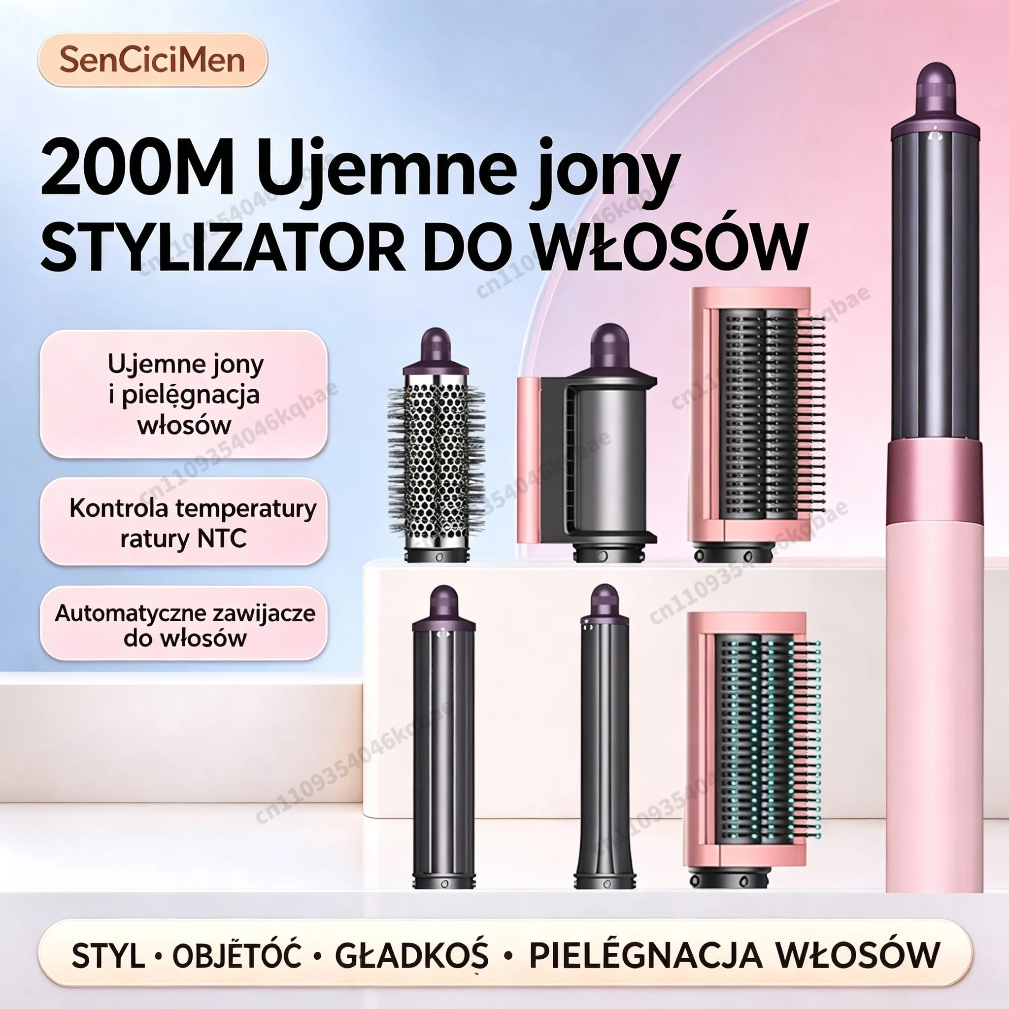 SenCiciMen 6-w-1 Air Multi-Styler 110 000 RPM Szybka Szczotka-Suszarka do Włosów z Automatycznymi Lokówkami, Narzędzie Szybkie Suszenie, Kręcenie, Dodawanie Objętości i Wygładzanie, Prezent dla Kobiet