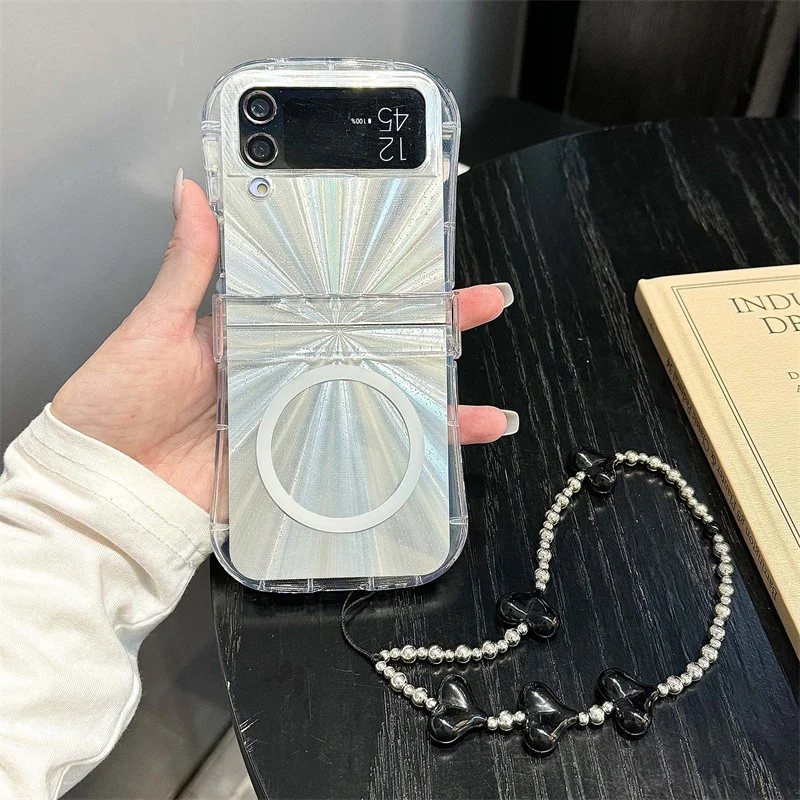 

Luxury Aurora case for Samsung Galaxy ZFlip 6 5 4 3 Z Flip5 Zflip6 Flip4 Magnetic stand Wireless charging with hinged Cover Capa