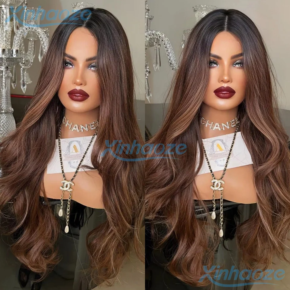 

Black Rooted Highlight #4/30 Human Hair Body Wavy Pre Plucked 13x6/360 Full Lace Wigs Glueless 5x5 Silk Base Wigs Bleached Knots