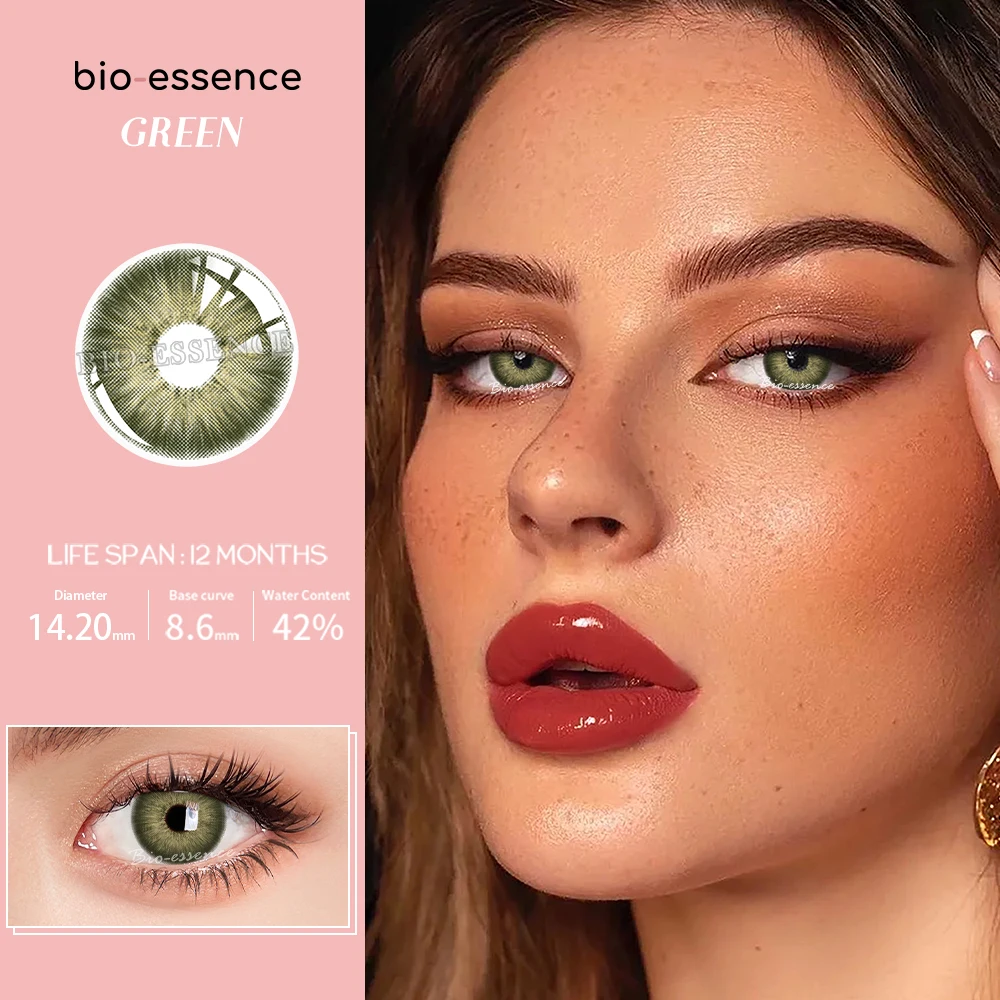 Bio-essence 1 Paar farbige Kontaktlinsen für Augenlinsen Pattaya Blue Kontaktlinsen Hochwertige natürliche Kontaktlinsen Jahres – Detail 16
