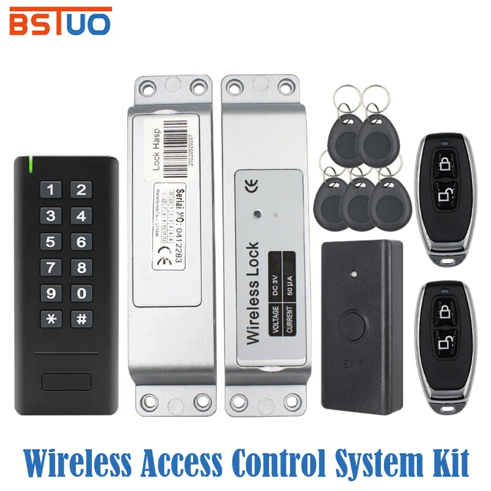 

Waterproof 433Mhz 125Khz RFID Wireless Access Control Keypad+Electric Drop Bolt Lock+Wireless Exit Button+Remote Control Key