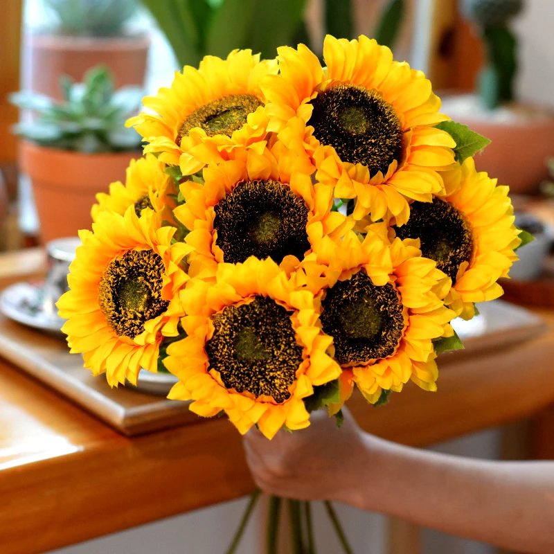 3pcs Sunflower Decoration Artificial Sunflower Flower Realistic Silk Daisies for Home Flower Arrangement Wedding Party