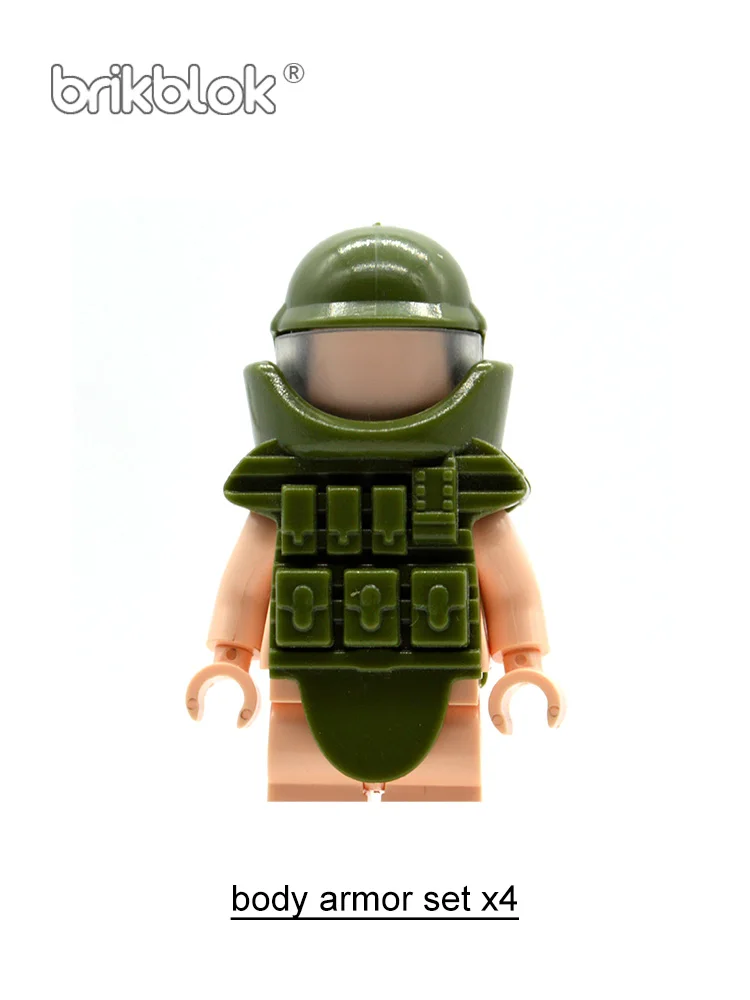 4 sets Bomb body armor and Helmet MOC Military Armor Building Block Toy