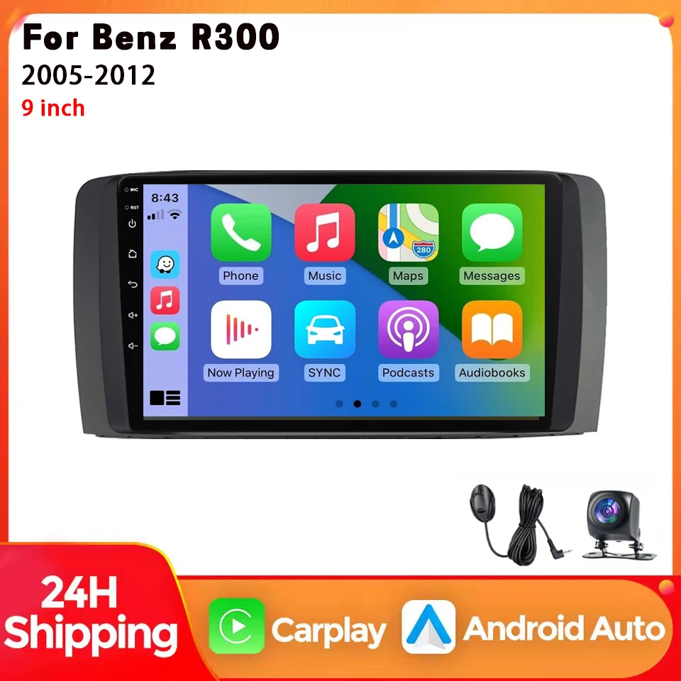 Nuova Versione di Autoradio Android con Lettore Multimediale per Benz R300 W251 2005-2012, Carplay, 4G, Wifi, GPS, RDS, DVD, Stereo, DSP