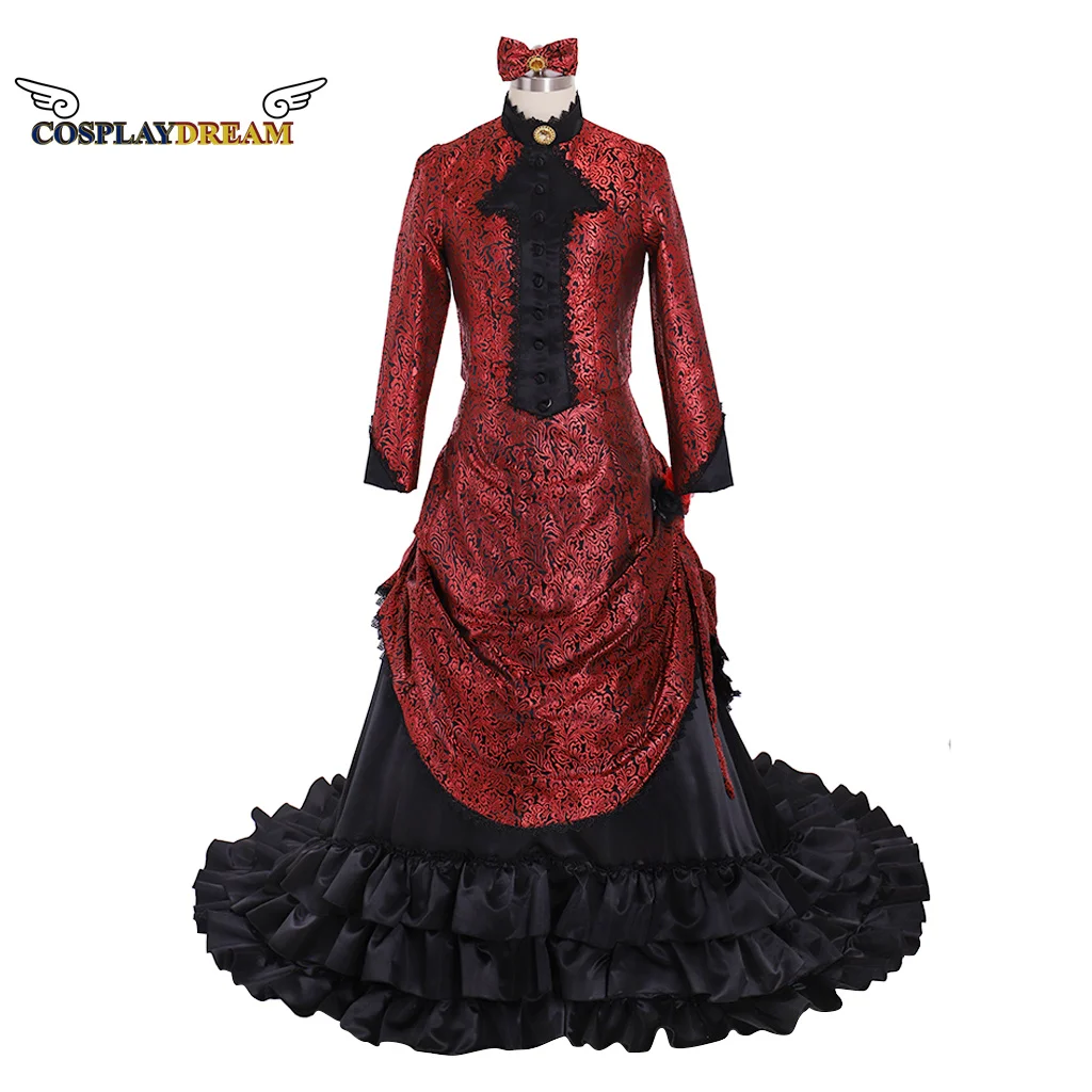 

Victorian Dresses Medieval Bustle Dress Ball Gowns Reenactment Costumes Steampunk Gothic Bustle Gown Dress Red Gown Dress