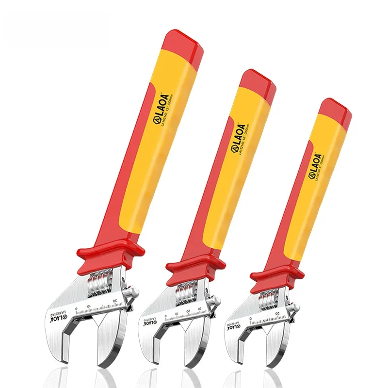 LAOA 8"/10"/12"  1000V Insulated Adjustable Wrench Universal Spanner Electrician Maintenance Handle Cover Hand Repair Tools