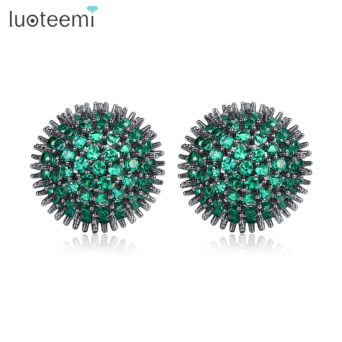 LUOTEEMI Cute Multicolor Full Cubic Zircon Fashion Statement Jewelry Stud Earrings for Women Dating Party Friend Christmas Gifts