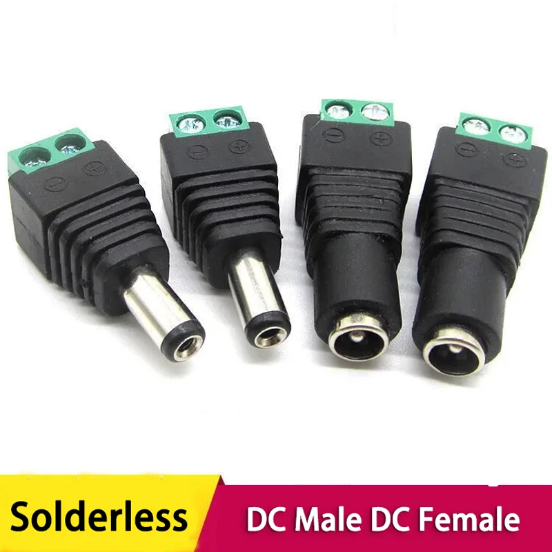 Jack Socket Male and Female LED Adapter For CCTV Power Convert LED Strip Light Connection Solderless DC Connector 5.5mm * 2.1mm